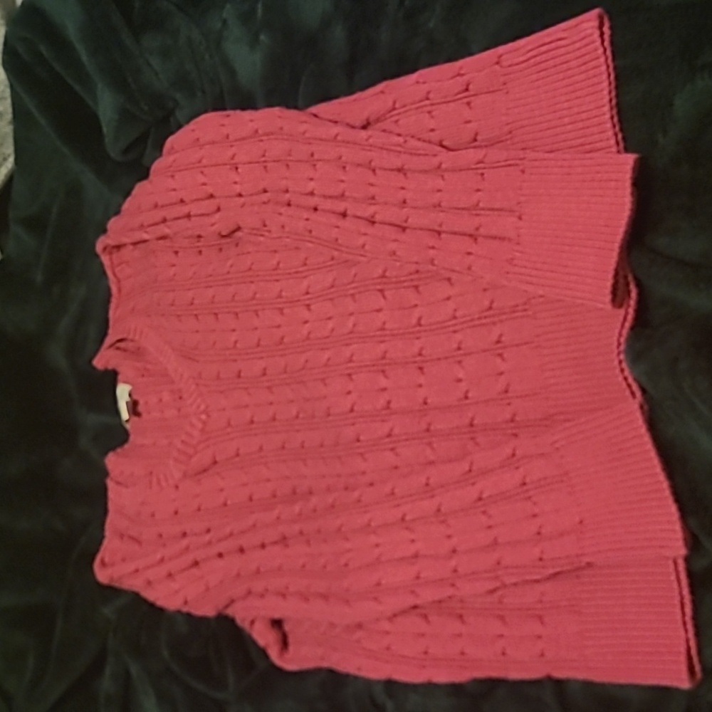🟣2/$13. ST. JOHN'S BAY Women's Fuchsia Pink Classic Cable Knit Sweater‎ Size Xl - Picture 6 of 12